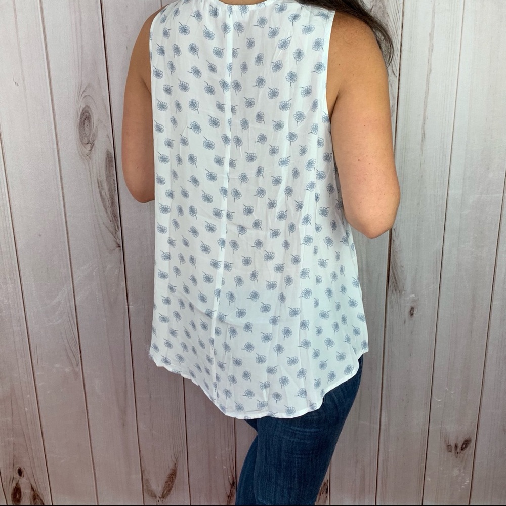 The Opal Blouse- white with flowers, tie neck top - Picture 7 of 10